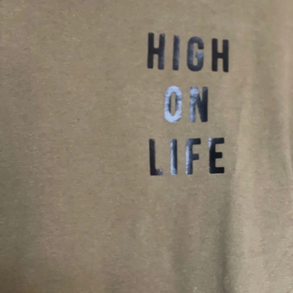 Vintage 1970s Upcycled Shirt  “high On Life” Art to wear top green black tunic - Picture 9 of 11